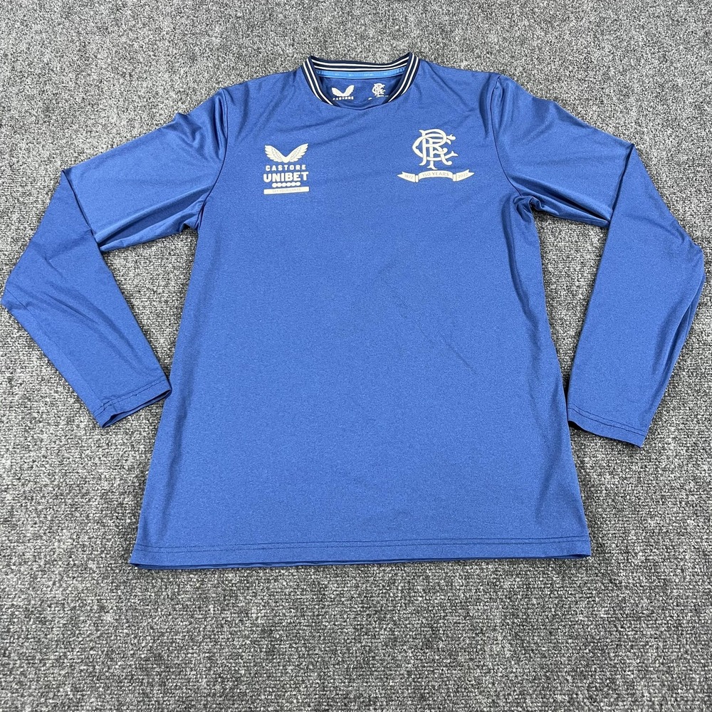 Rangers‎ FC Shirt Mens Small Blue Soccer Football Castore 150 Years Long Sleeve